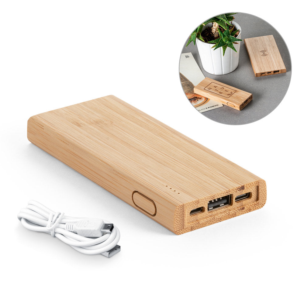 KOHN 5'0. Bateria portátil em bambu com bateria de lítio 5'000 mAh