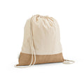 Sacola tipo mochila em 70% algodão reciclado e 30% poliéster reciclado (180 g/m²) com base em juta