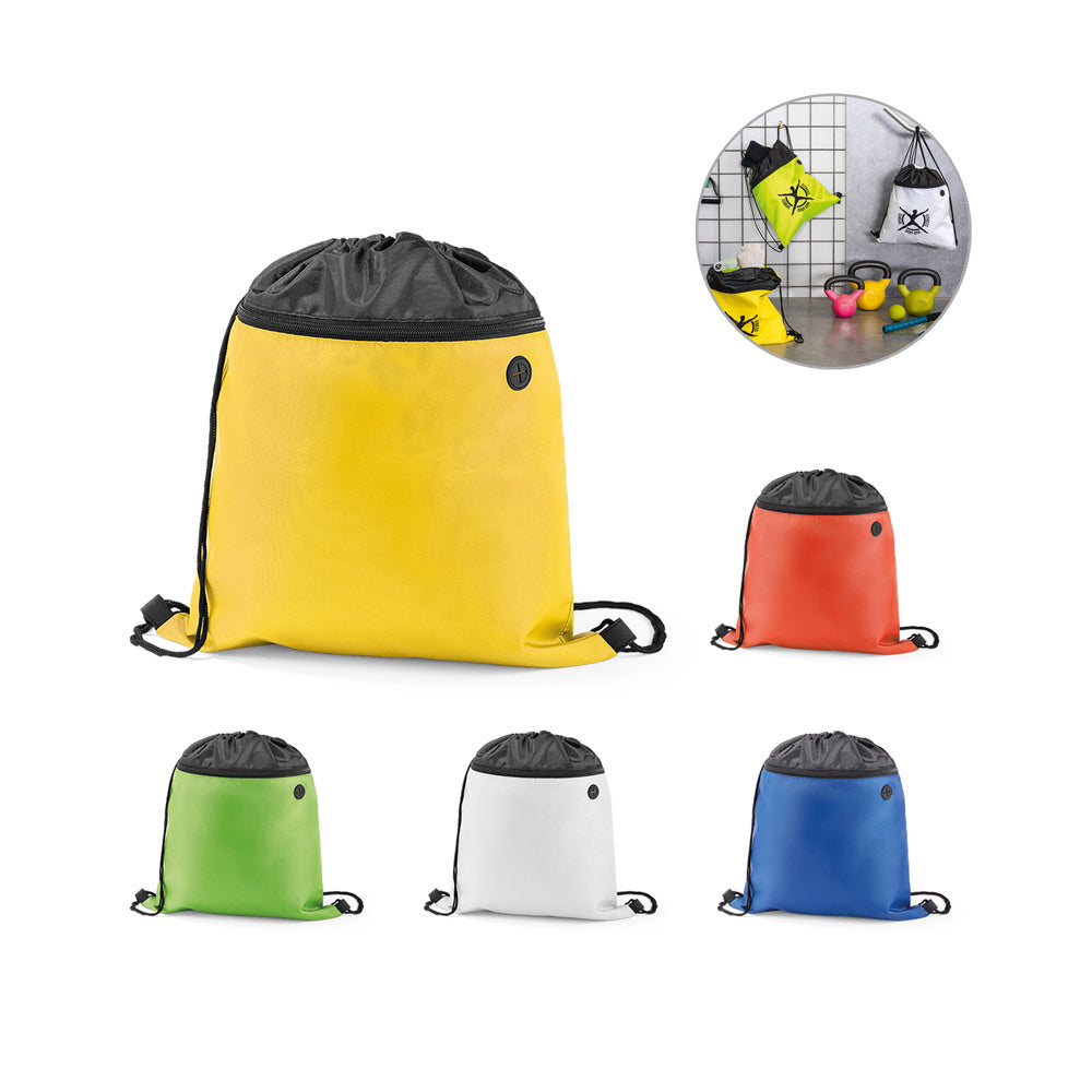 Saco tipo mochila em 210D com bolso frontal