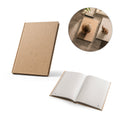 Caderno A5 em casca de coco (60%) e trapos de algodão (40%) com folhas pautadas, com 160 páginas pautadas recicldas