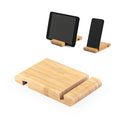 Suporte para celular em bambu com duas canaletas de tamanhos diferentes