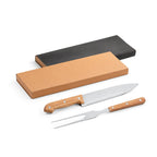 Kit churrasco em caixa kraft com 2 utensílios 3m aço inox e bambu