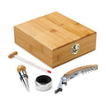 Conjunto para vinho em bambu e zinco