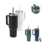 Copo de viagem de grande dimensão em aço inoxidável 91% reciclado com parede dupla isolada a vácuo e acabamento em mate 1300 mL