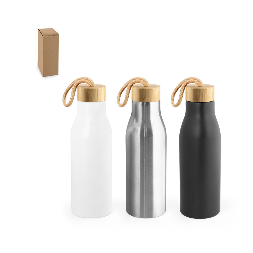 Squeeze em aço inox 90% reciclado, de parede simples e acabamento em mate 570 mL