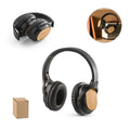 Fones de ouvido wireless em bambu e ABS com autonomia de 5h